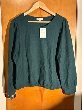 Madewell Smoky Spruce Ribbed Crewneck Long Sleeve